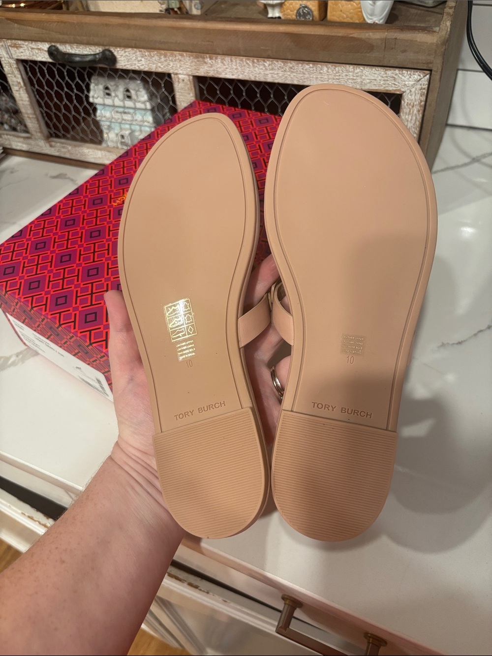 Tory Burch Miller Leather Sandals in Light Sand Size 10 NIB - Picture 6 of 7